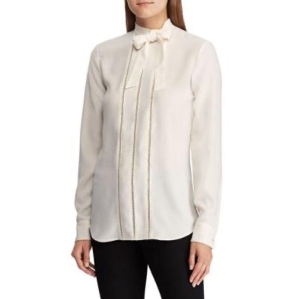 🆕 Lauren Ralph Lauren Winter Cream Blouse size 8 ⭐️